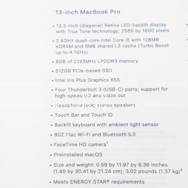 Macbook Pro 2019 (13-inch Touch Bar, 512GB, Space)(Brand New)
