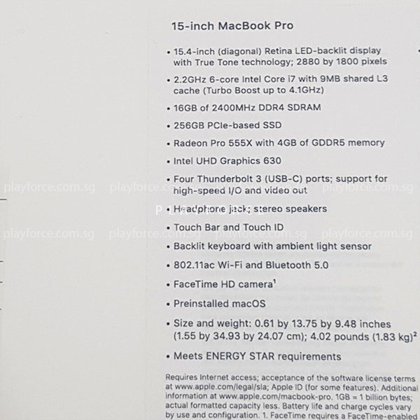 Macbook Pro 2018 (15-inch Touch Bar, 256GB, Space)(Brand New+AppleCare)