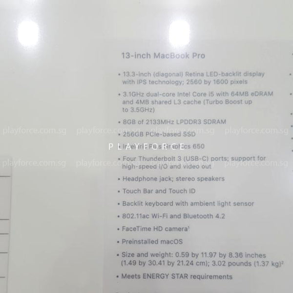 MacBook Pro 2017, 13-inch Touch Bar Touch ID, 256GB (Brand New)